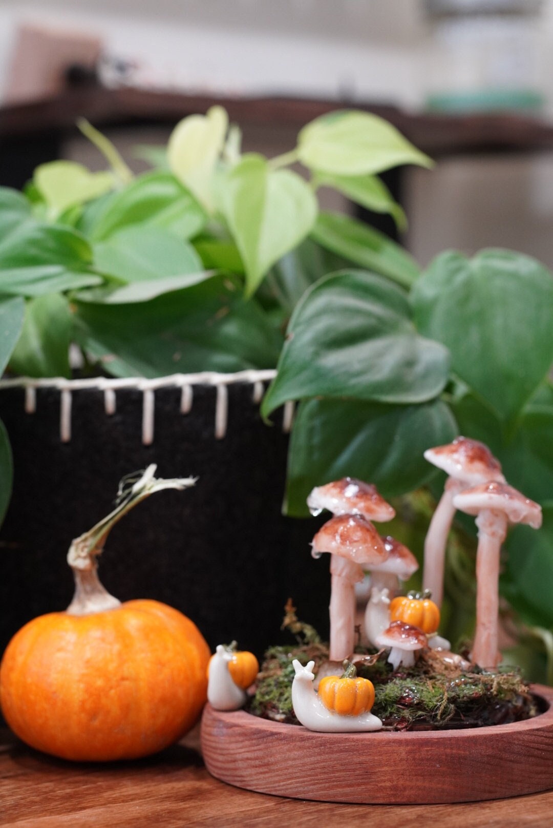 Miniature Ceramic Pumpkin Snail SEASONAL