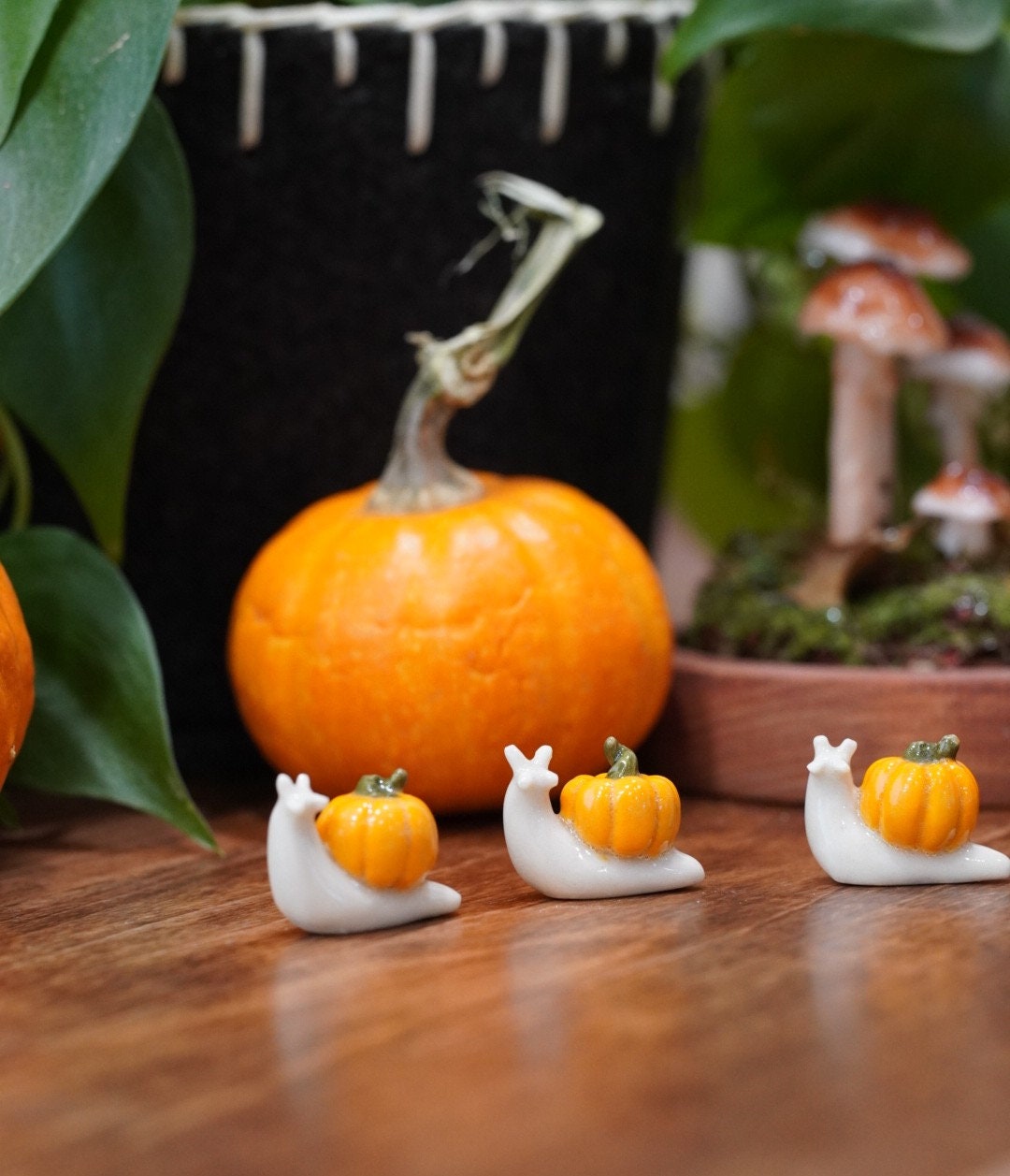 Miniature Ceramic Pumpkin Snail SEASONAL