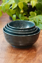 Small, Hand-carved, Peony Nesting Bowls Set of Four