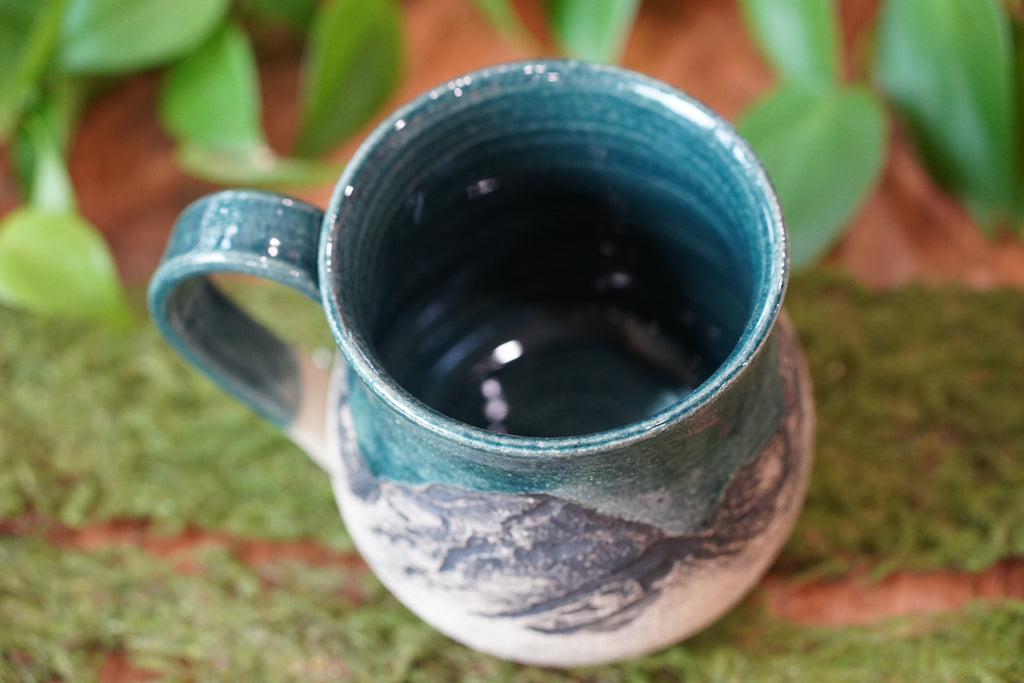 Dark Teal Mountain, Handmade, Ceramic Mug