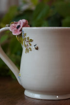 Hand-sculped 3D Honey Bee, Flower Mug