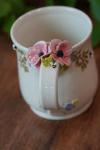 Hand-sculped 3D Honey Bee, Flower Mug