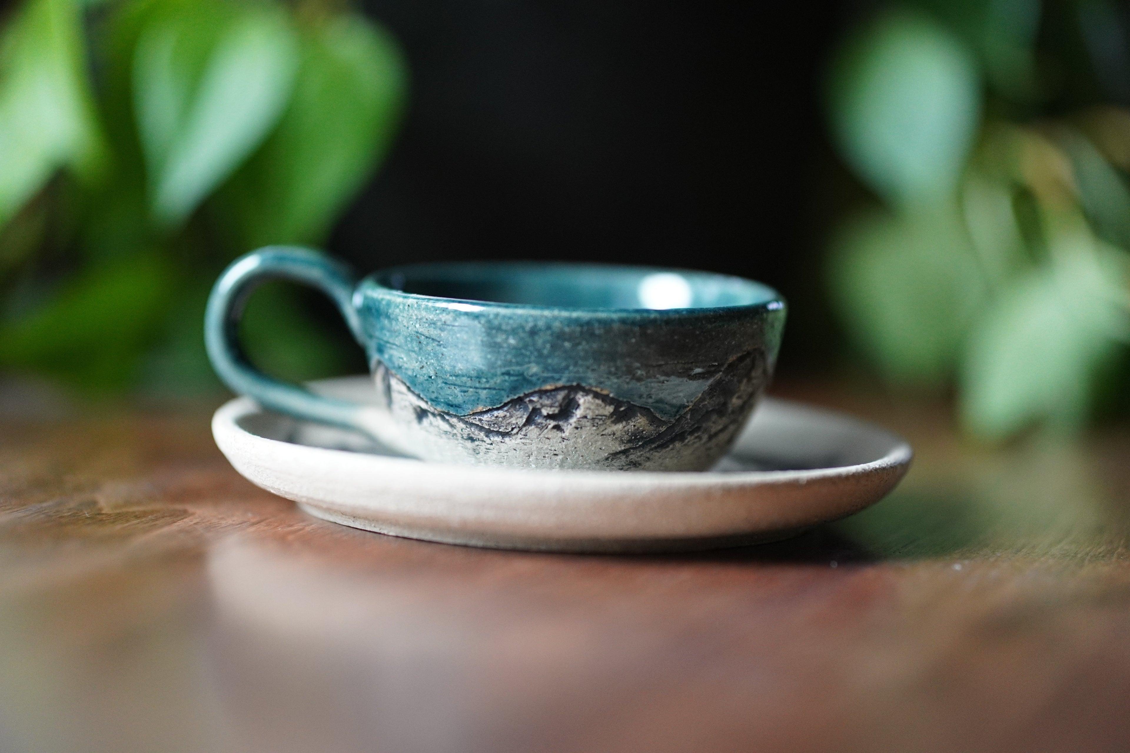 Smaller Mountain Espresso Mug and Saucer Set