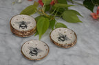 Hand Drawn, Bumble Bee Ring Dish, Teabag Holder with Gold Rim