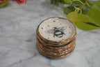 Hand Drawn, Bumble Bee Ring Dish, Teabag Holder with Gold Rim