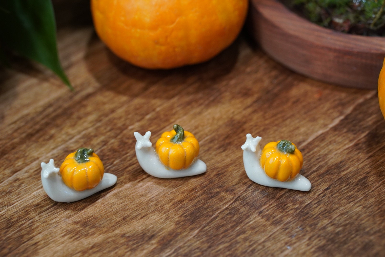 Miniature Ceramic Pumpkin Snail SEASONAL
